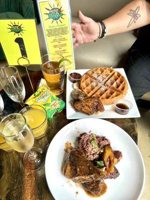 Jerk Chicken plate and Jerk Chicken n Waffles - okay