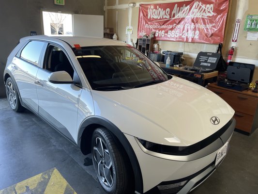 2023 Hyundai Kona front windshield with Driving assistance camera calibration.