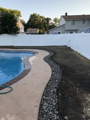 They did our concrete, river rock, and vinyl fence. We can’t wait to see how good it looks when the put sod in this month! Thanks Guys!