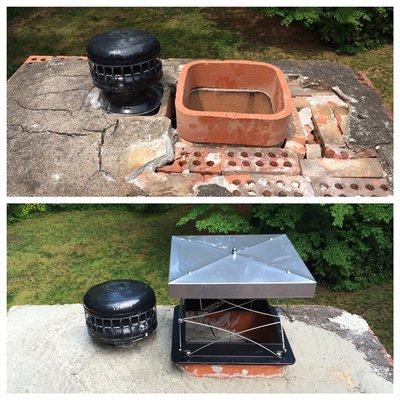 Light repairs to chimney caps.