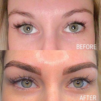 Microblading Before and after on blonde hair