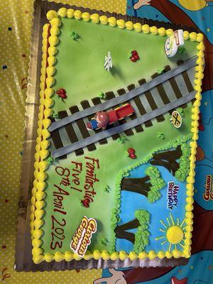 Curious George theme cake for 5th birthday