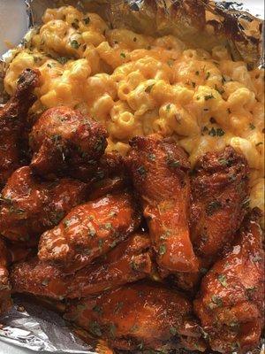 We have HOT wings , and hands down the best macaroni & cheese !