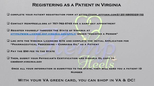 Virginia patient registration instructions