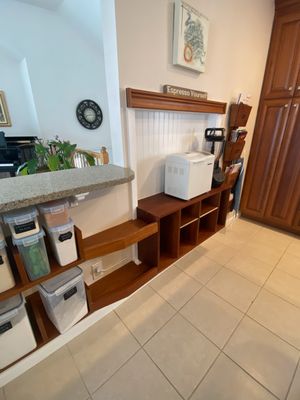 Custom kitchen wall storage nook for additional pantry storage