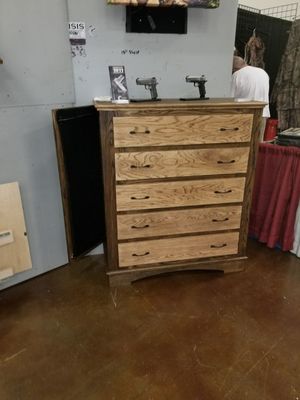 54" Tall Oak Dresser with 3 Hidden Compartments.