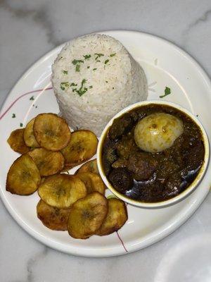 Cilantro white rice & ofada ayamase sauce