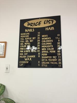 Price list as of July 2015