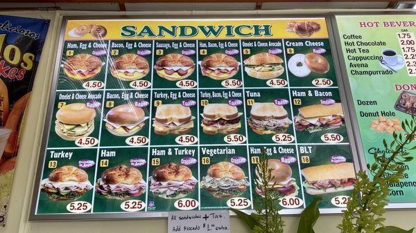 Sandwiches Menu