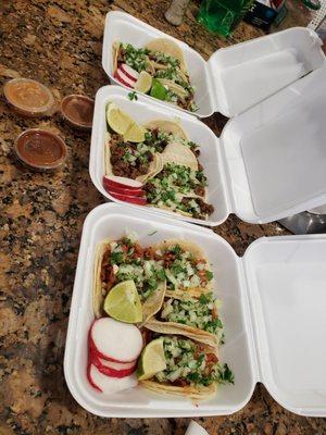 Tacos: carnitas, asada, and al pastor