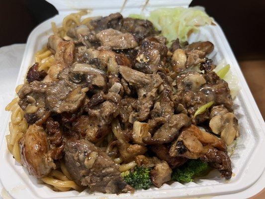 Steak & Chicken Combo over Noodles