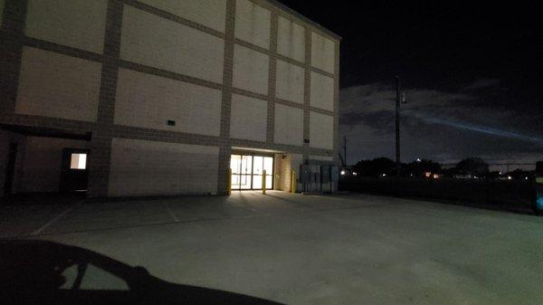 No longer have outdoor lights on the building on to illuminate the parking lot & doors access was totally open at 8pm