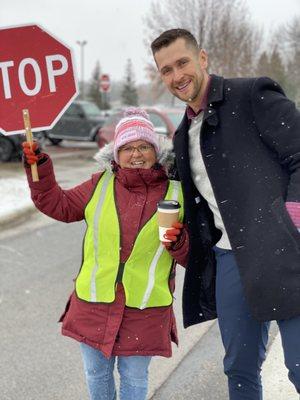 Hot Chocolate to the local crossing guards.