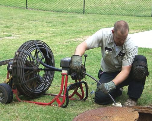 Cleaning 4" sewer line.