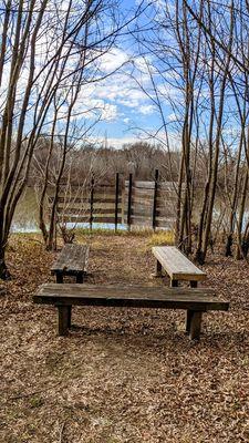 Seating around other side of pond