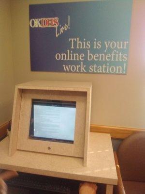 Computer to sign up for benefits