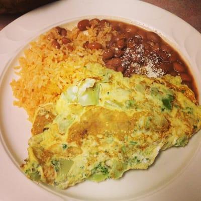 Broccoli omelet it does have cheese so if you don't want cheese make sure to let them know