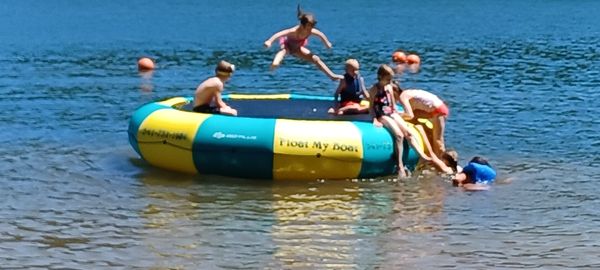 Trampolines and slides and fun at fall creek oregon