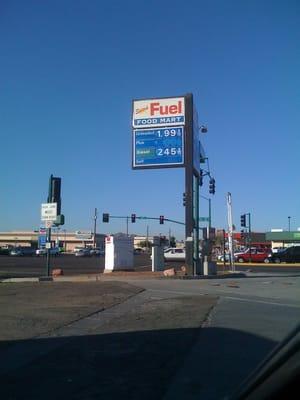 First gas station in the area to drop prices below $2 following the record high prices of summer, 2008.