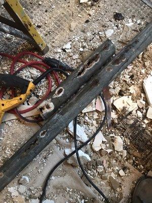 Corroded galvanized drain line replaced