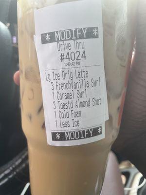 Customized Iced Latte