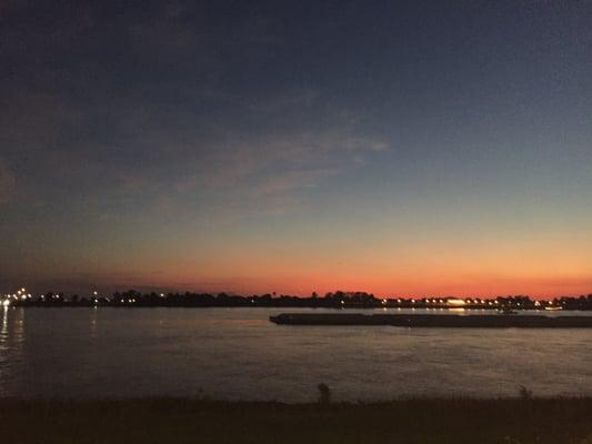 View of the Mississippi River from the levee.