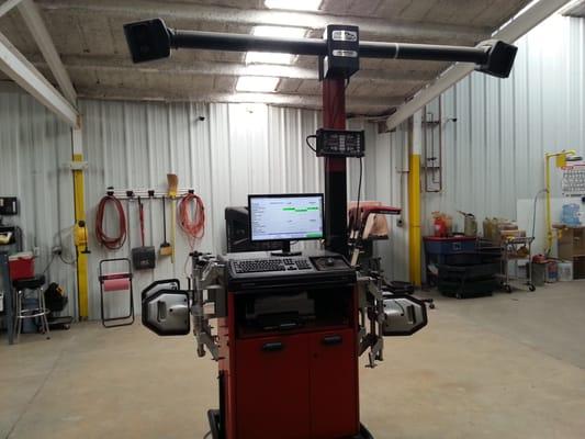 State of the art alignment machine to serve you. 
 We have an extended drive on lift to handle even the longest vehicles.