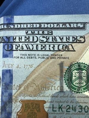 Legal tender for all debts, public and private.