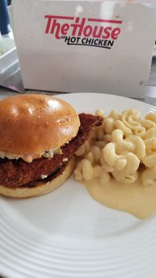 Hot chicken sandwich and Mac&cheese !!!