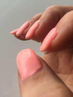 I have no words. The acrylic is covering my cuticles. Too much acrylic in places and not enough in others.