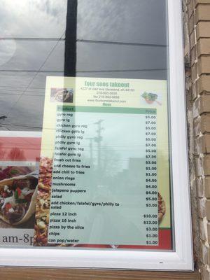 Menu in window