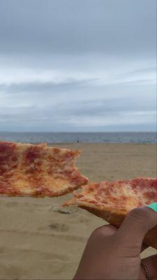 Pizza by beach