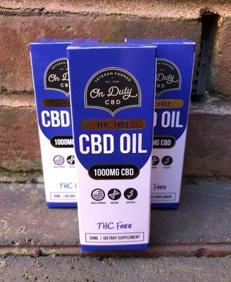 On Duty CBD Oil 1000mg THC Free. Veteran-Farmed, American CBD Oil, Monroeville, Alabama.