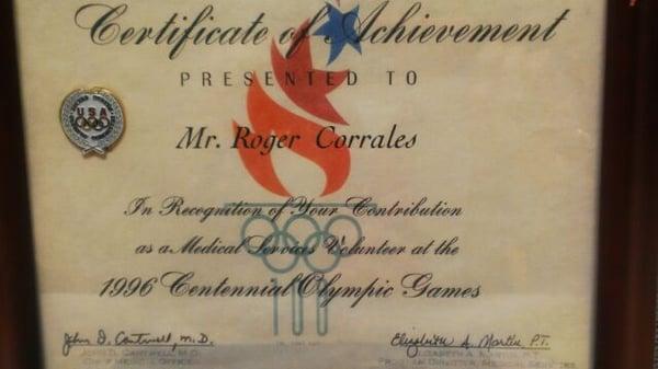 Massage Therapist for the 1996 Olympic Games in Atlanta, GA