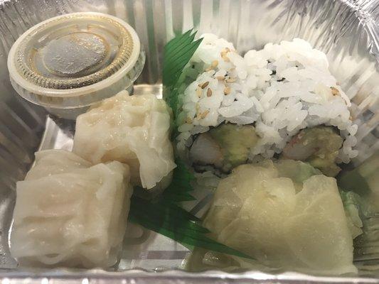 Shumai and California roll. Def skip eating the California roll.