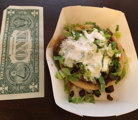 Carne asada sopes (the dollor is for size purposes)