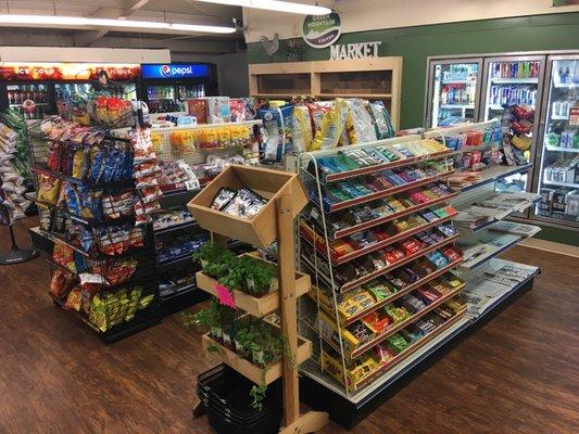 We have a variety of convenience items, along with wine & beer, and locally made treats