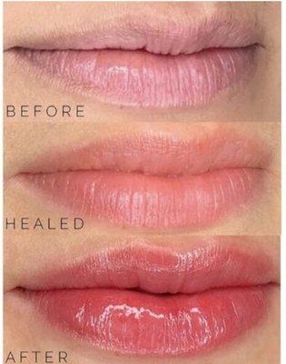 lip blushing before and after