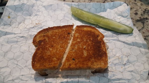 Tuna melt with a homemade pickle, amazing sandwich!