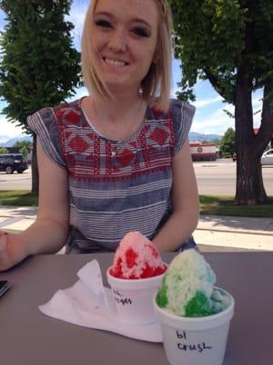 This shaved ice is great, but it's really my sister that takes things to the next level. I mean, just LOOK at her.