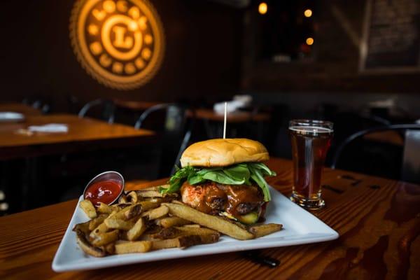 Seoul Burger - local kimchi, marinated cucumbers, house-made Korean BBQ sauce