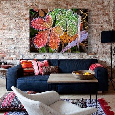 Living room with archival photograph on canvas