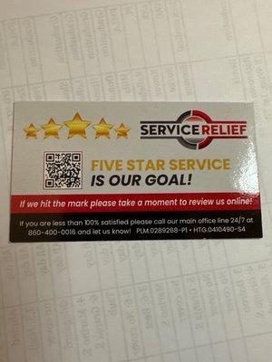 Service Relief's general information