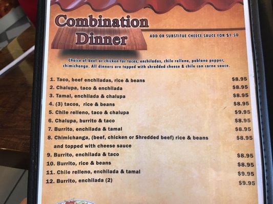 Combination dinners