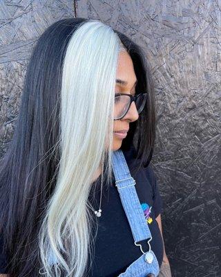 Dark with blonde side