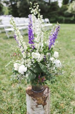 Ceremony flowers for June wedding.  Photo courtesy of Lauren Fair Photography