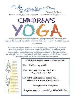 Our Children's Yoga classes are back for another school year! Drop-ins welcome!