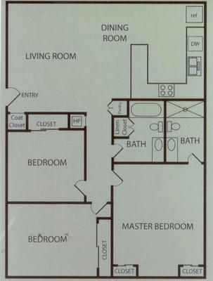 3 bedroom/2 bath Floor Plan