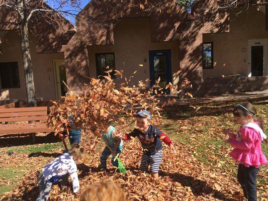 Children spend time interacting with nature year-round.