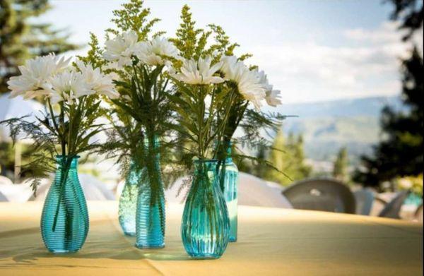 These cute vintage bud vases make great centerpieces.